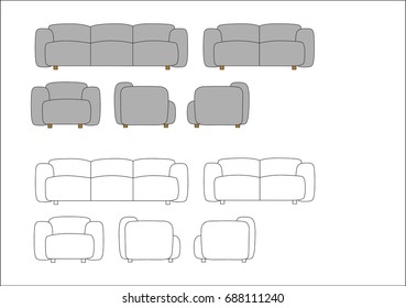 front and side view of modern chairs