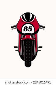 Front Side View of Racing Motorcycle