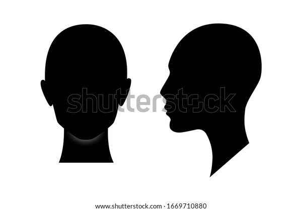 Front and side view silhouette of a woman head.\
Anonymous female person\
avatar.