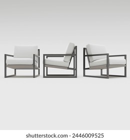 front and side views and perspective from the chair