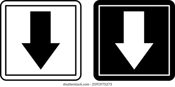 Front Signs. Labels for Cardboard Packaging. Black and White Vector Icons. Logistics. Down Arrow. Warning Symbol, Handle with Care.