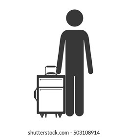 front silhouette of man with suitcases