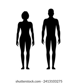 Front silhouettes of man woman vector