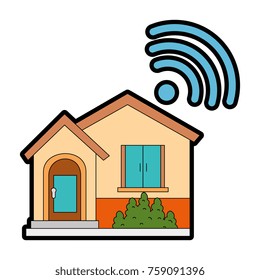 front of smarthouse with wifi signal