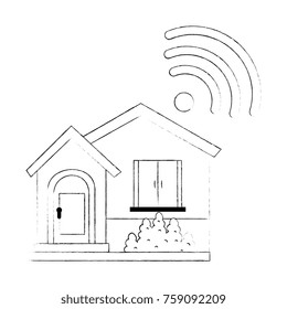 front of smarthouse with wifi signal