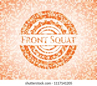 Front Squat abstract emblem, orange mosaic background