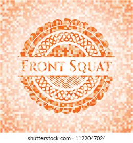 Front Squat abstract emblem, orange mosaic background
