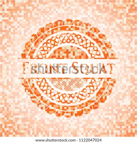 Front Squat abstract emblem, orange mosaic background