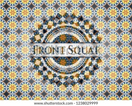 Front Squat arabesque style emblem. arabic decoration.