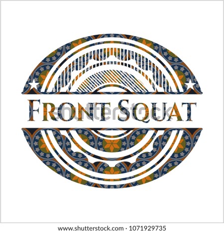  Front Squat arabic badge. Arabesque decoration.