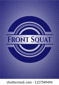 Front Squat badge with denim background