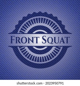 Front Squat badge with denim background. Vector Illustration. Detailed. 