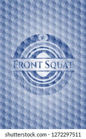 Front Squat blue hexagon emblem.