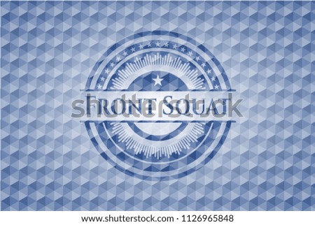 Front Squat blue hexagon emblem.