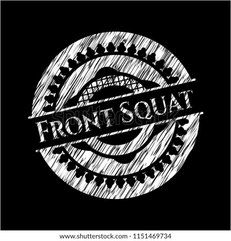 Front Squat chalk emblem written on a blackboard