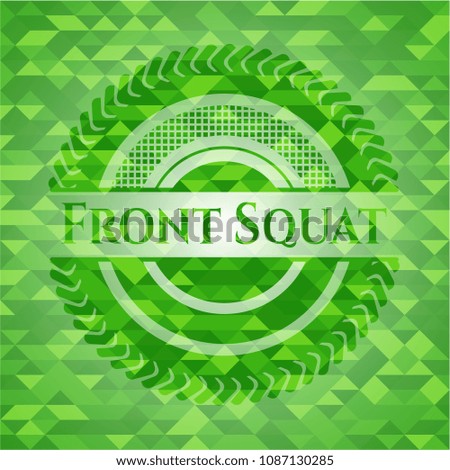  Front Squat green emblem with mosaic background
