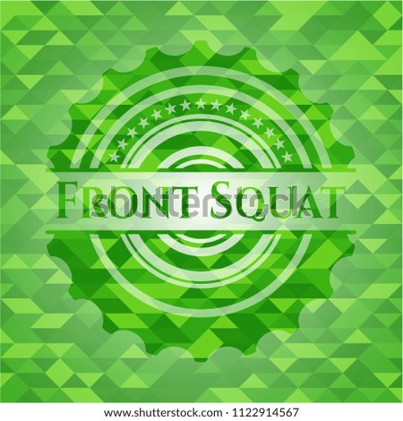 Front Squat green emblem with mosaic background