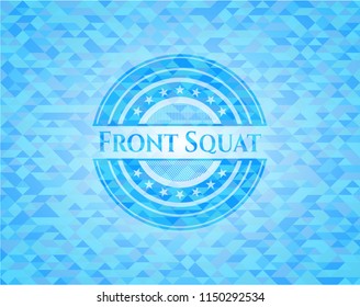 Front Squat light blue emblem with mosaic background