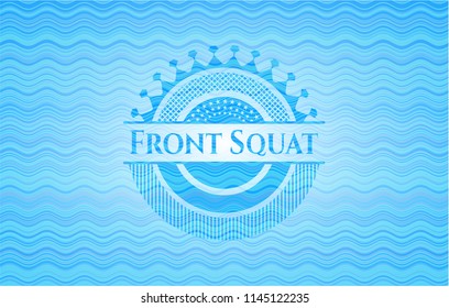 Front Squat light blue water wave emblem.