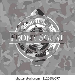 Front Squat on grey camouflaged pattern