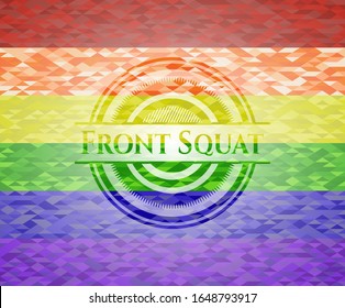 Front Squat on mosaic background with the colors of the LGBT flag