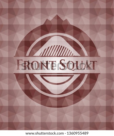 Front Squat red badge with geometric background. Seamless.