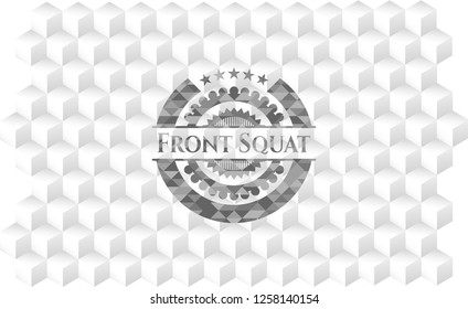 Front Squat retro style grey emblem with geometric cube white background
