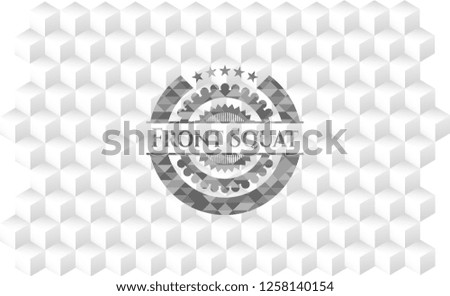 Front Squat retro style grey emblem with geometric cube white background