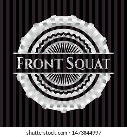 Front Squat silver badge or emblem. Vector Illustration. Mosaic.