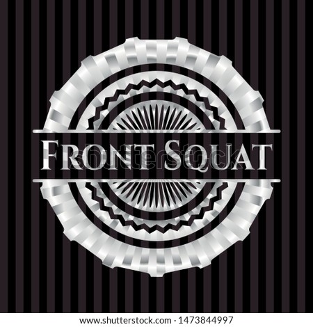 Front Squat silver badge or emblem. Vector Illustration. Mosaic.