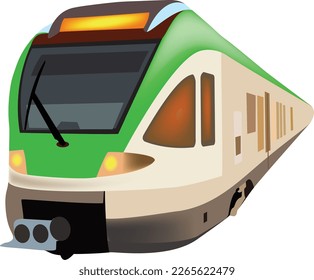 Frente a un tren estacionario de pasajeros-