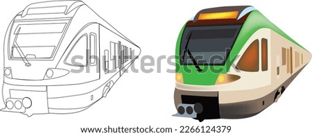 Front of a stationary passenger train-