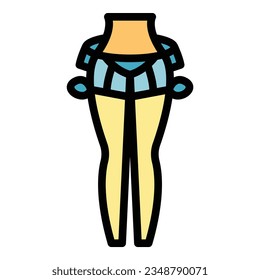 Front stockings icon outline vector. Compression leg. Woman varicose color flat