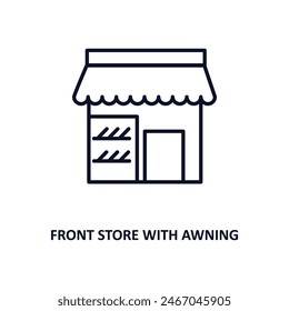 front store with awning outline icon.  Thin line icon from commerce collection. Editable vector isolated on white background