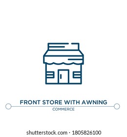 front store with awning vector line icon. Simple element illustration. front store with awning outline icon from commerce concept. Can be used for web and mobile
