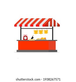 Front store of a Chicken shop on white background.