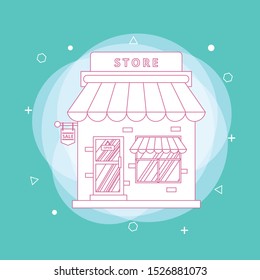 Front Store Flat Design Icon Vector. Concept of line icon