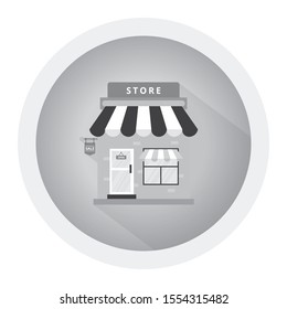 Front Store Flat Design Icon Vector. Black and white icon