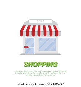 Front of the store on a white background. Flat vector illustration EPS 10.