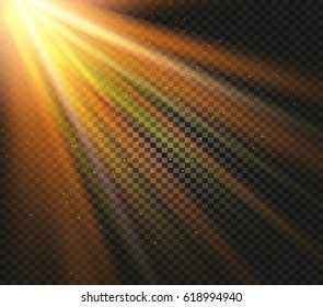 front sun lens flash. Vector blur in the light of radiance.Vector transparent sunlight special lens flash light effect. 