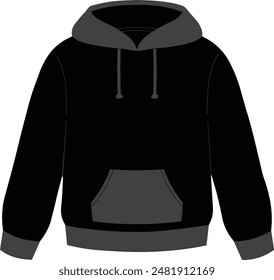 Frente del suéter para la demostración del modelo. Estampado minimalista en una blusa de Clima frío gris y negro