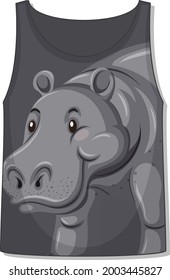 Front of tank top with hippopotamus template illustration