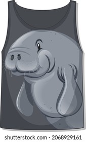 Front of tank top with manatee template illustration