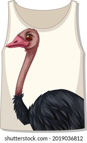 Front of tank top with ostrich template illustration
