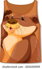 Front of tank top with otter template illustration