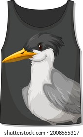 Front of tank top sleeveless with bird pattern illustration