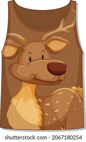 Front of tank top sleeveless with deer pattern illustration