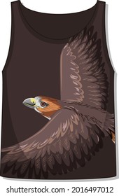 Front of tank top sleeveless with hawk pattern illustration