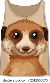 Front of tank top sleeveless with meerkat pattern illustration