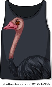 Front of tank top sleeveless with ostrich pattern illustration